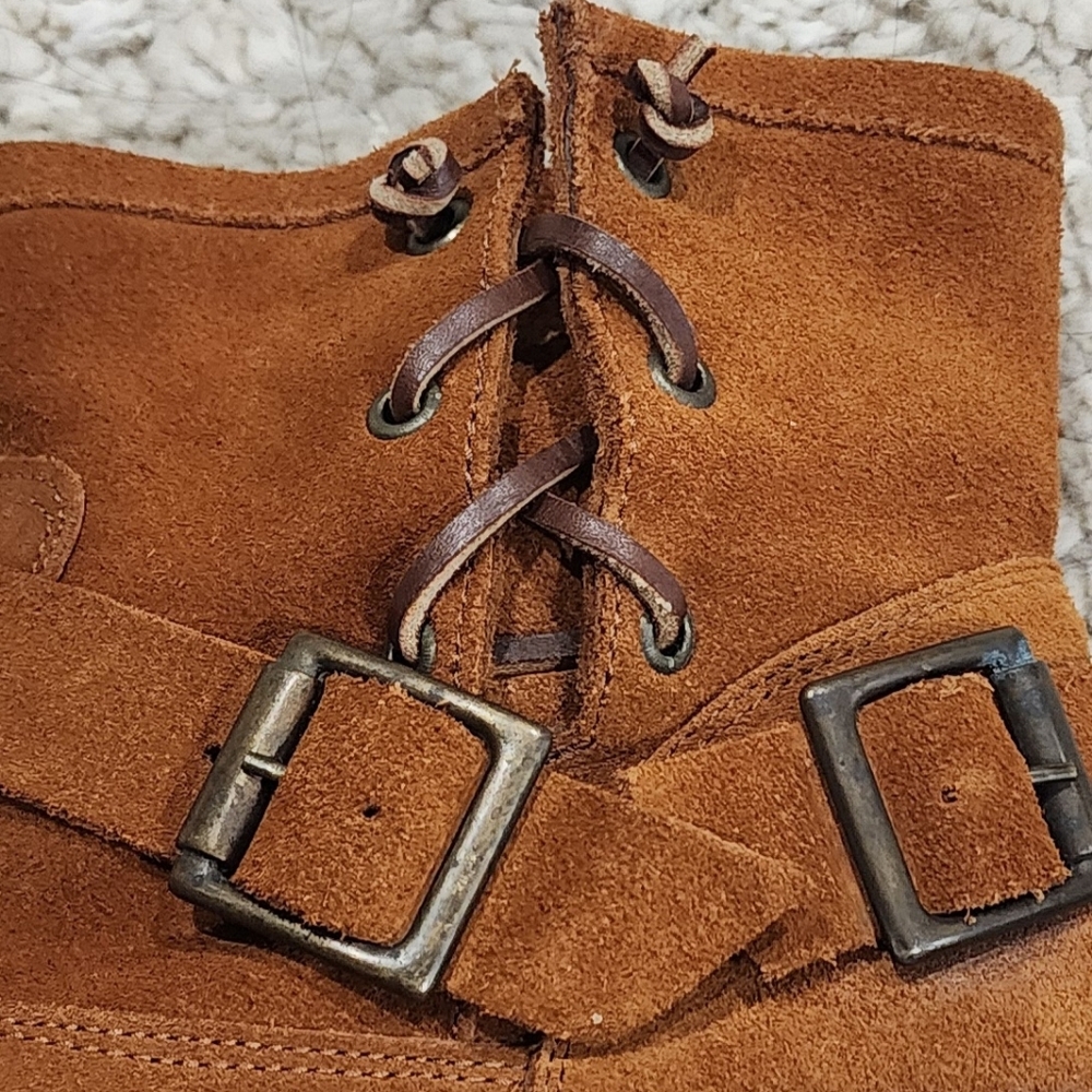 Jeffrey Campbell Brown Suede Buckle Boot w/1 inch Heel and Leather Side Lace. 39 - Picture 8 of 14